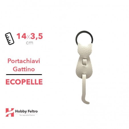 Portachiavi Gattino Ecopelle Panna COD.56