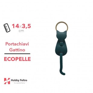 Portachiavi Gattino Ecopelle Petrolio COD.46