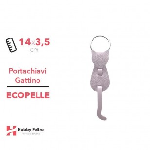 Portachiavi Gattino Ecopelle Rosa Chiaro COD.35