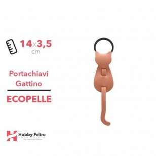 Portachiavi Gattino Ecopelle Salmone Scuro COD.98