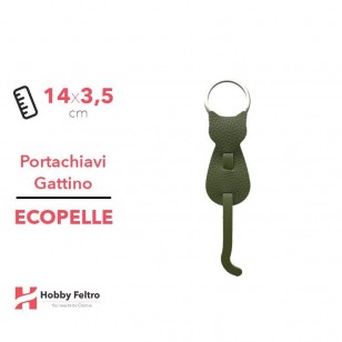 Portachiavi Gattino Ecopelle Verde COD.43