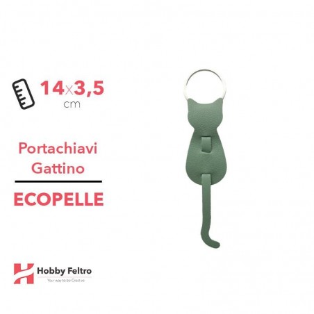 Portachiavi Gattino Ecopelle Verde Salvia COD.99