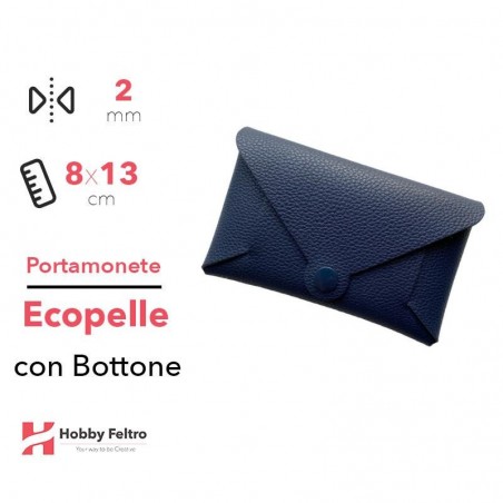Portamonete con Bottone Ecopelle Blu Notte COD.6
