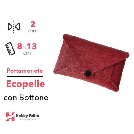Portamonete con Bottone Ecopelle Bordeaux COD.8