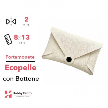 Portamonete con Bottone Ecopelle Panna COD.56