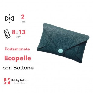 Portamonete con Bottone Ecopelle Petrolio COD.46