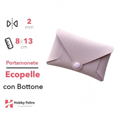 Portamonete con Bottone Ecopelle Rosa Chiaro COD.35