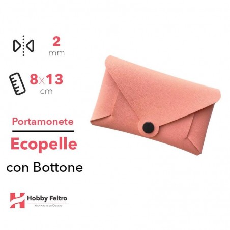 Portamonete con Bottone Ecopelle Salmone Scuro COD.98