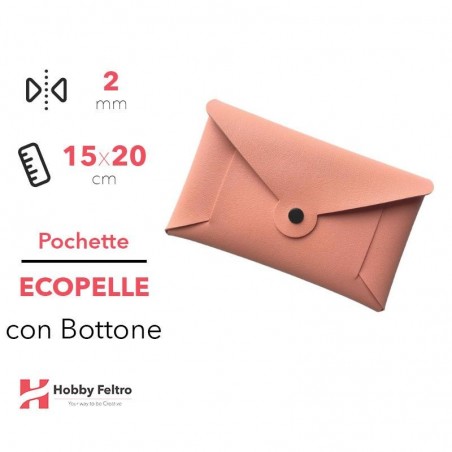 Pochette con Bottone Ecopelle Salmone Scuro COD.98