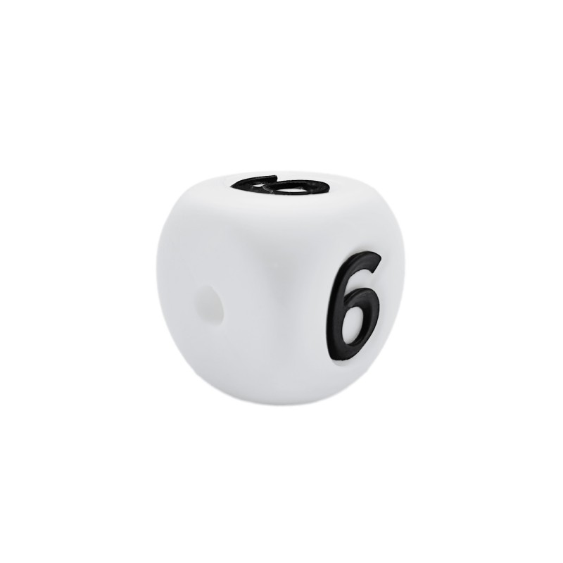 numero 6 in silicone alimentare 12mm per dentizione e scritte personalizzate