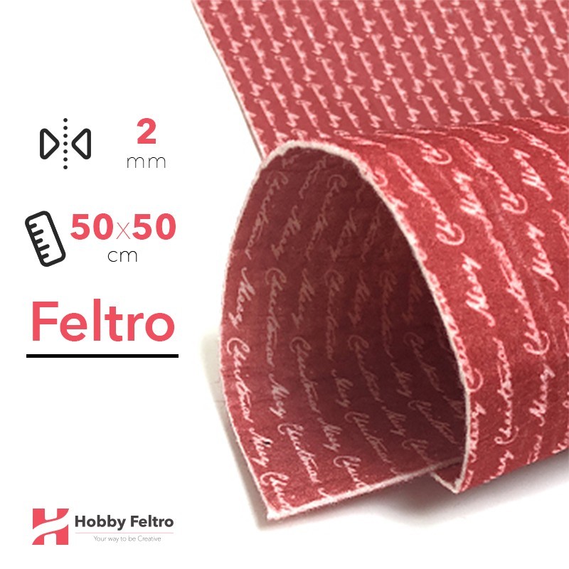Feltro Stampato Fantasia Natalizia 50x50cm 2mm Sfondo Rosso con scritte Merry Christmas Bianche COD.05 Feltro Stampato Fantasia Natalizia 50x50cm 2mm Sfondo Rosso con scritte Merry Christmas Bianche COD.05