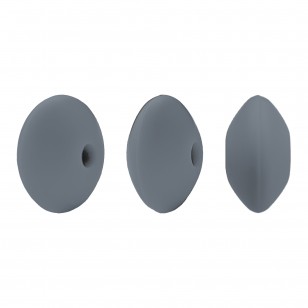 perlina schiacciata separatore 12x7mm in silicone alimentare dentizione grigio antracite