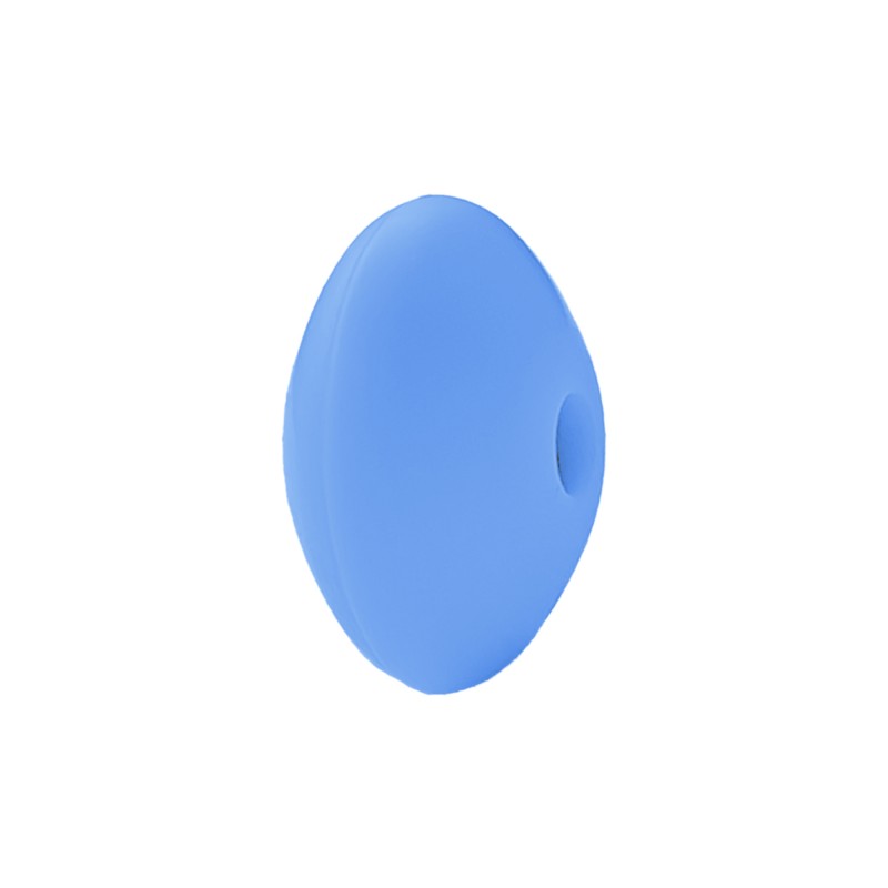 perlina schiacciata separatore 12x7mm in silicone alimentare Celeste Scuro