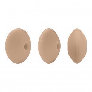perlina schiacciata separatore 12x7mm in silicone alimentare cammello marrone