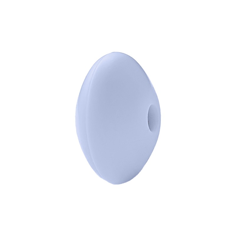 perlina schiacciata separatore 12x7mm in silicone alimentare azzurro baby