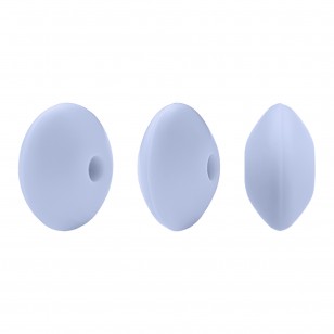 perlina schiacciata separatore 12x7mm in silicone alimentare azzurro baby