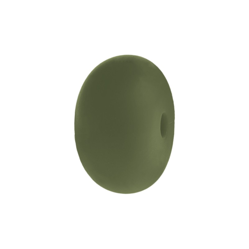 perlina schiacciata separatore 14x8mm in silicone alimentare verde militare