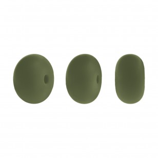 perlina schiacciata separatore 14x8mm in silicone alimentare verde militare