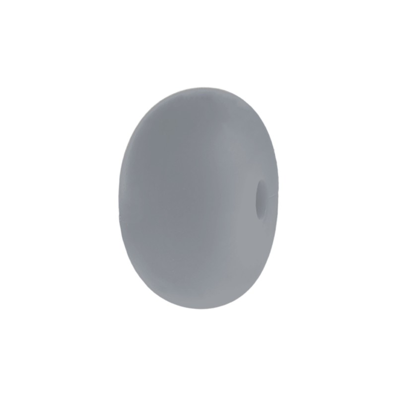 perlina schiacciata separatore 14x8mm in silicone alimentare grigio medio
