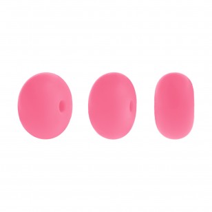 perlina schiacciata separatore 14x8mm in silicone alimentare rosa forte