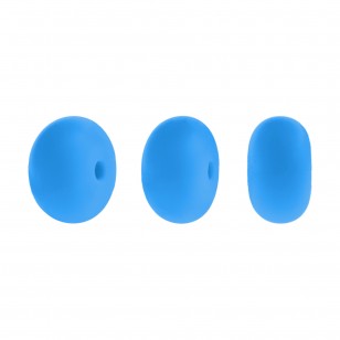 perlina schiacciata separatore 14x8mm in silicone alimentare celeste