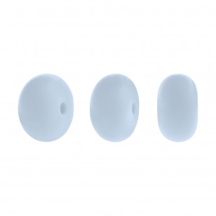 perlina schiacciata separatore 14x8mm in silicone alimentare azzurro baby