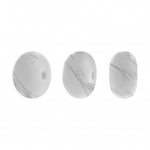 perlina schiacciata separatore 14x8mm in silicone alimentare bianco marmorizzato