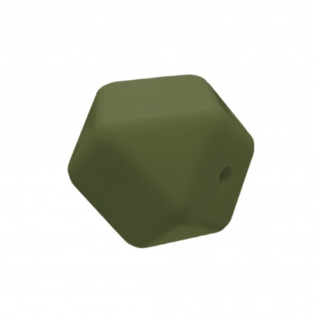perlina sfaccettata separatore 17x17mm in silicone alimentare verde militare