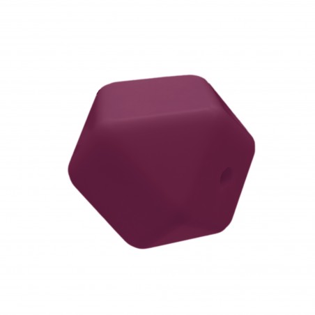 perlina sfaccettata separatore 17x17mm in silicone alimentare viola vinaccia
