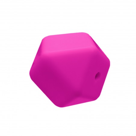 perlina sfaccettata separatore 17x17mm in silicone alimentare fuxia