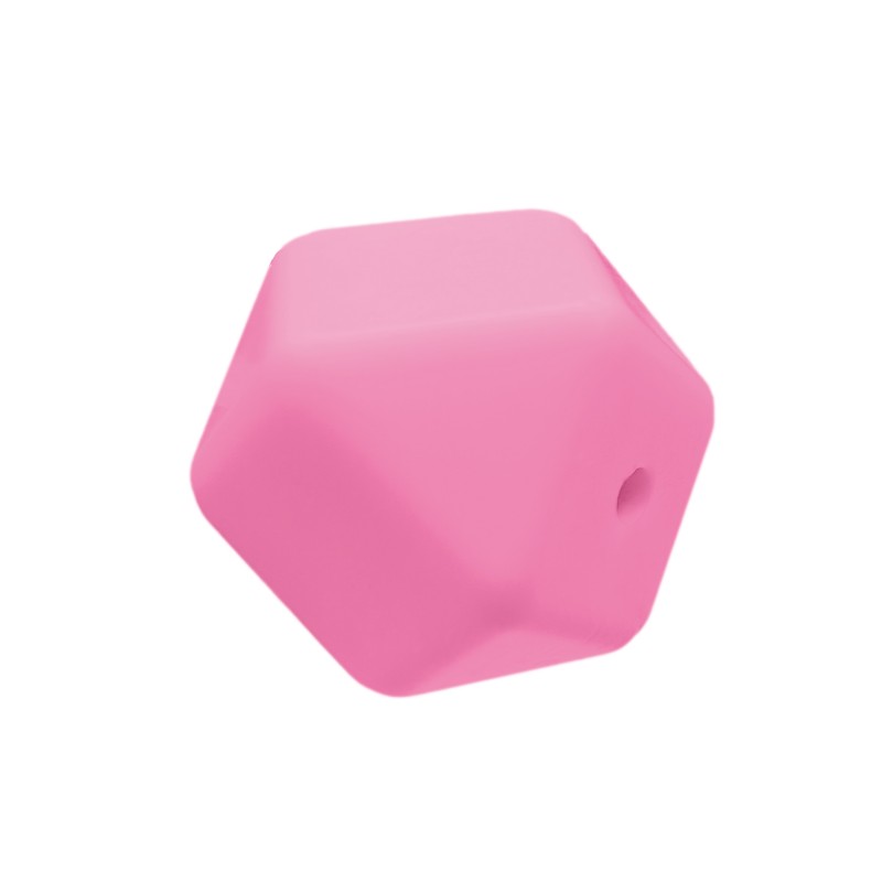 perlina sfaccettata separatore 17x17mm in silicone alimentare rosa