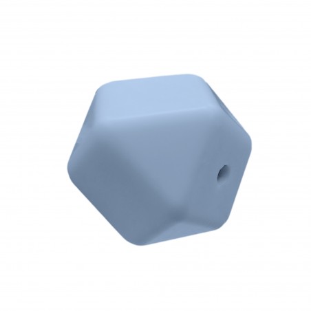 perlina sfaccettata separatore 17x17mm in silicone alimentare azzurro scuro