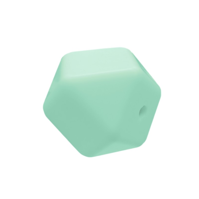perlina sfaccettata separatore 17x17mm in silicone alimentare verde tiffany
