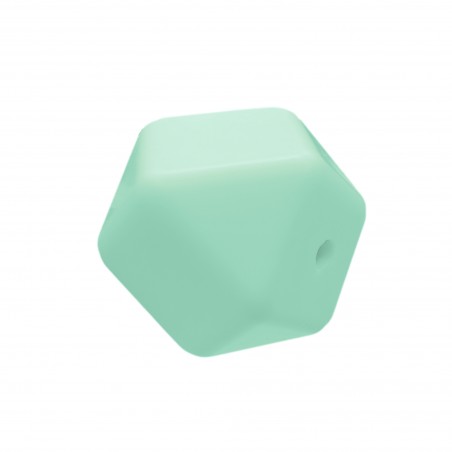 perlina sfaccettata separatore 17x17mm in silicone alimentare verde tiffany