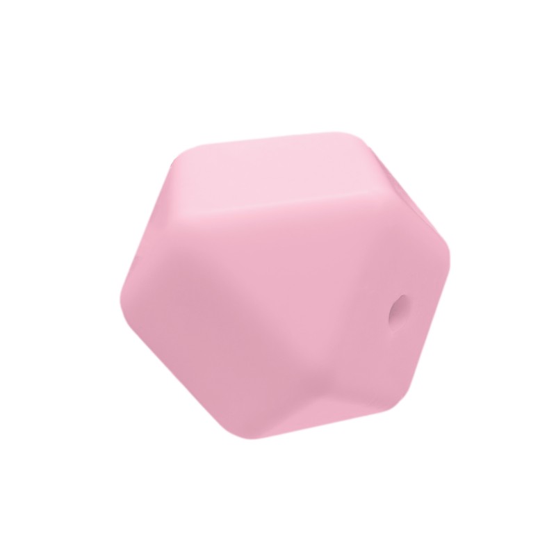 perlina sfaccettata separatore 17x17mm in silicone alimentare rosa baby