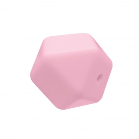 perlina sfaccettata separatore 17x17mm in silicone alimentare rosa baby