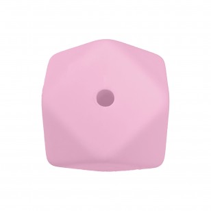 perlina cubo sfaccettato a 4 fori separatore 17x17mm in silicone alimentare divisorio rosa baby