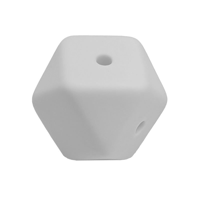 perlina cubo sfaccettato a 4 fori separatore 17x17mm in silicone alimentare bianco