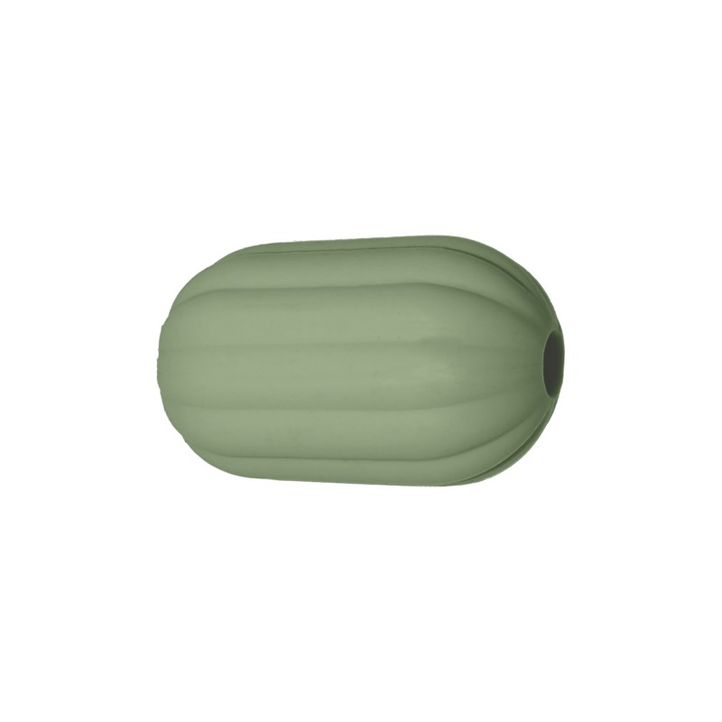 perlina separatore rigato 17x10mm in silicone alimentare verde militare