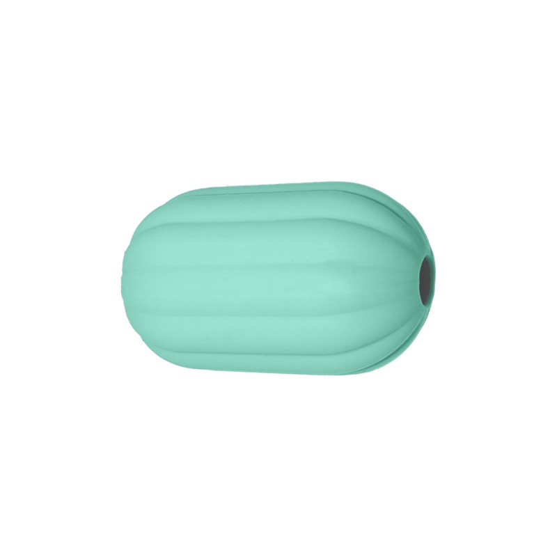 perlina separatore rigato 17x10mm in silicone alimentare verde tiffany