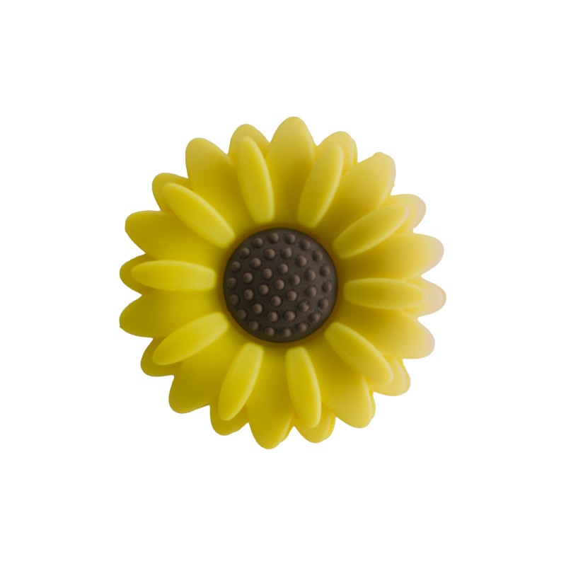 perlina separatore fiore girasole 30x9mm in silicone alimentare giallo forte