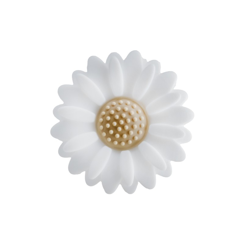 perlina separatore fiore girasole 30x9mm in silicone alimentare bianco