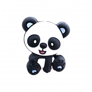 perlina separatore panda 28x23mm in silicone alimentare nero bianco azzurro