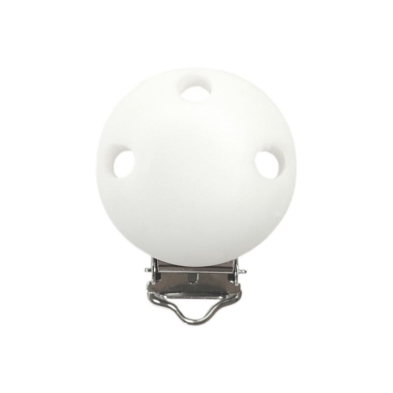 clip rotonda in silicone 42x30mm per porta ciuccio e catenelle in silicone per dentizione neonati bianco