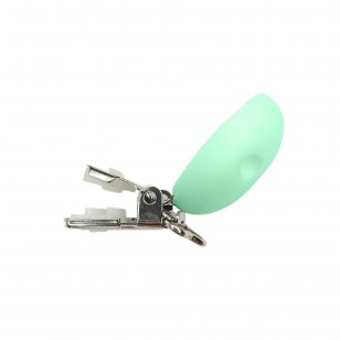 clip rotonda in silicone 42x30mm per porta ciuccio e catenelle in silicone per dentizione neonati verdino