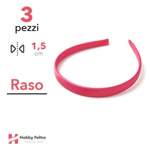 Cerchietto per Capelli Raso 1,5cm Kit 3 Pezzi Rosa Shocking COD.15