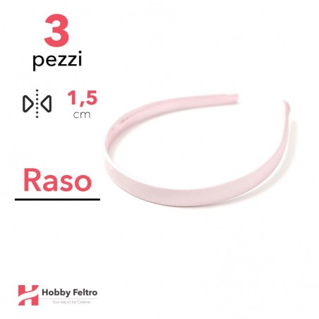 Cerchietto per Capelli Raso 1,5cm Kit 3 Pezzi Rosa Confetto COD.19