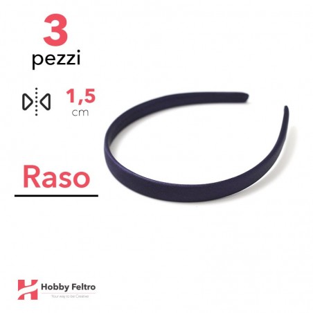 Cerchietto per Capelli Raso 1,5cm Kit 3 Pezzi Blu COD.23