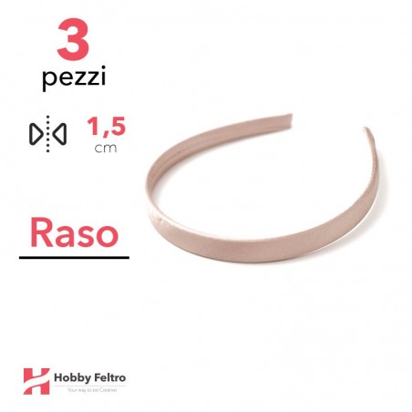 Cerchietto per Capelli Raso 1,5cm Kit 3 Pezzi Rosa Écru COD.24