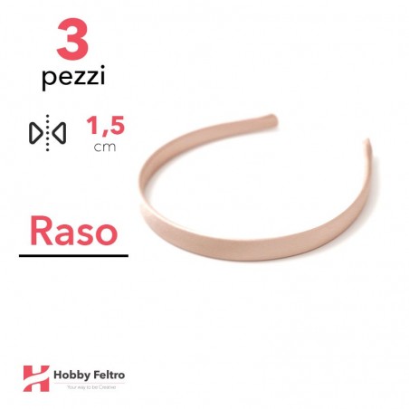 Cerchietto per Capelli Raso 1,5cm Kit 3 Pezzi Rosa Carne COD.25